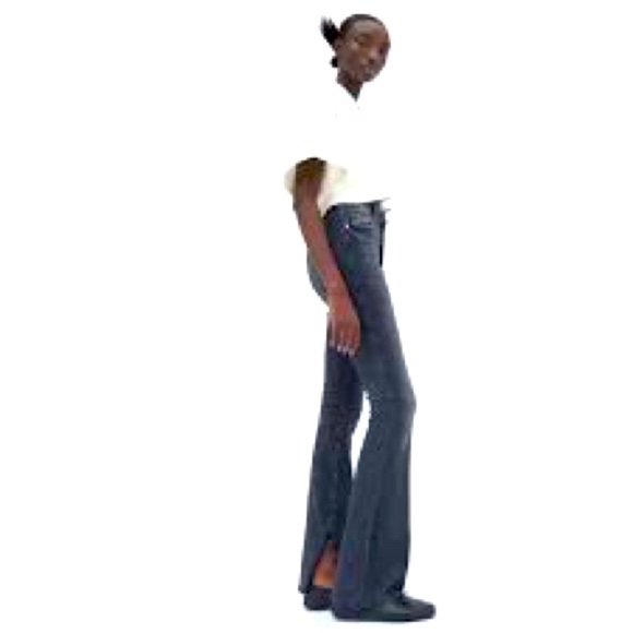 Zara Denim - Zara Black Denim Flare Split Hem
High Rise Jeans Size 6 Raw Fringed Split Hem